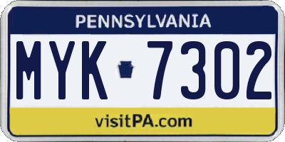 PA license plate MYK7302