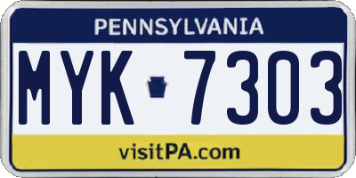 PA license plate MYK7303