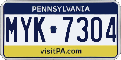 PA license plate MYK7304