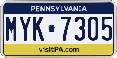 PA license plate MYK7305