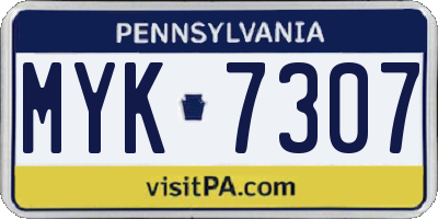 PA license plate MYK7307
