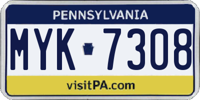 PA license plate MYK7308