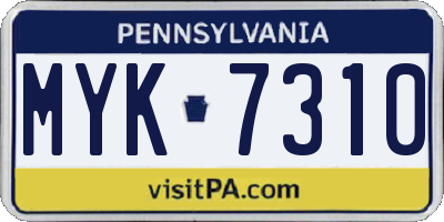PA license plate MYK7310