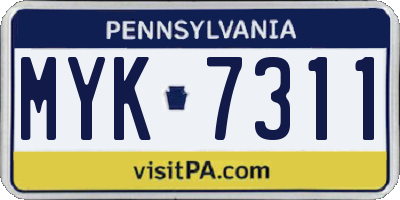 PA license plate MYK7311