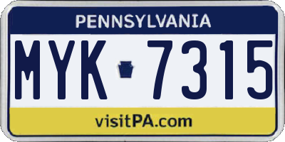 PA license plate MYK7315