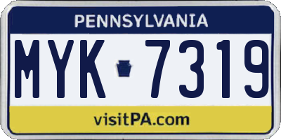 PA license plate MYK7319
