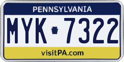 PA license plate MYK7322