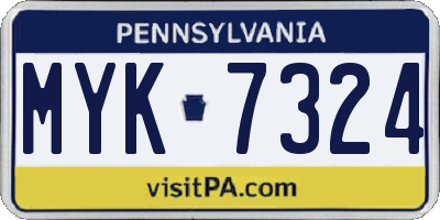 PA license plate MYK7324
