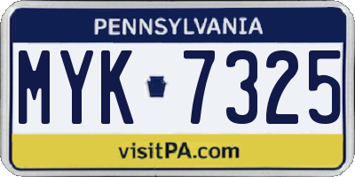 PA license plate MYK7325