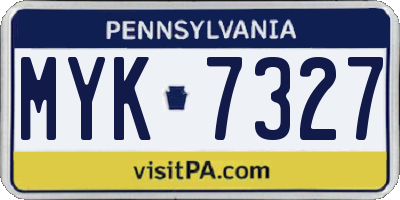 PA license plate MYK7327