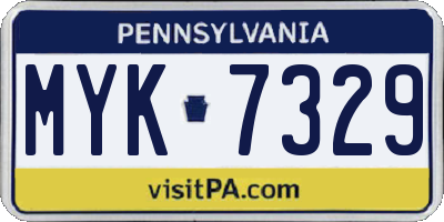 PA license plate MYK7329