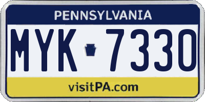 PA license plate MYK7330