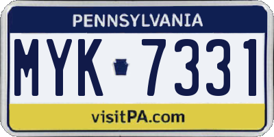 PA license plate MYK7331
