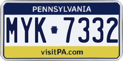 PA license plate MYK7332