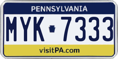 PA license plate MYK7333