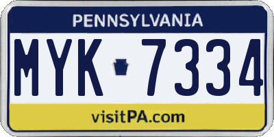 PA license plate MYK7334