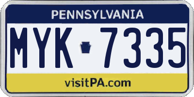 PA license plate MYK7335