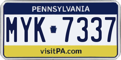 PA license plate MYK7337