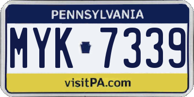 PA license plate MYK7339