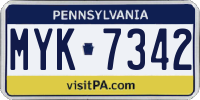 PA license plate MYK7342