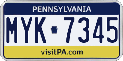 PA license plate MYK7345