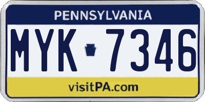 PA license plate MYK7346