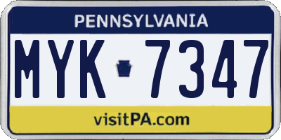 PA license plate MYK7347
