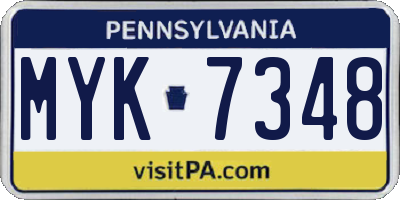 PA license plate MYK7348