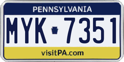 PA license plate MYK7351