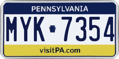 PA license plate MYK7354