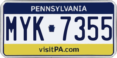 PA license plate MYK7355