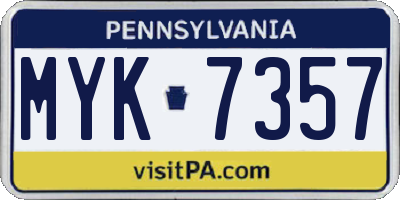 PA license plate MYK7357