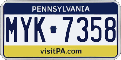 PA license plate MYK7358
