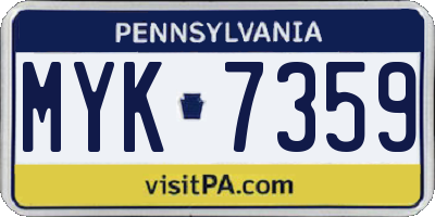 PA license plate MYK7359