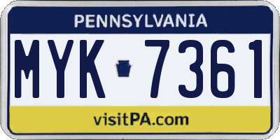 PA license plate MYK7361