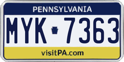 PA license plate MYK7363
