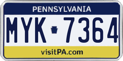 PA license plate MYK7364