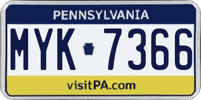 PA license plate MYK7366