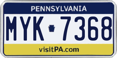 PA license plate MYK7368