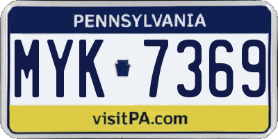 PA license plate MYK7369