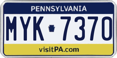 PA license plate MYK7370