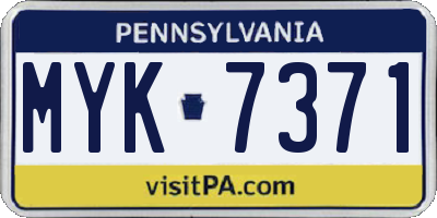 PA license plate MYK7371