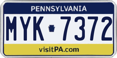PA license plate MYK7372