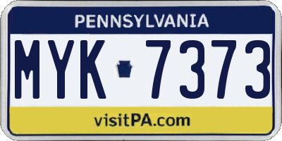 PA license plate MYK7373