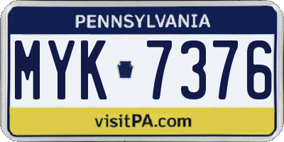 PA license plate MYK7376