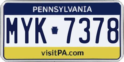 PA license plate MYK7378