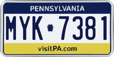 PA license plate MYK7381