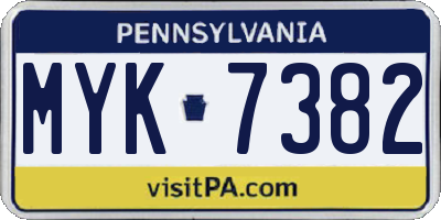 PA license plate MYK7382