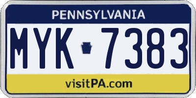 PA license plate MYK7383