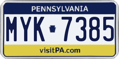 PA license plate MYK7385